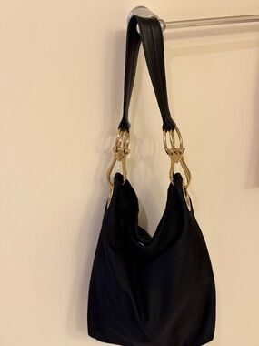 Black JPK Shoulder Hobo Bag with Gold Hardware
